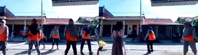 rombongan emak emak senam mendadak lari dan bubar