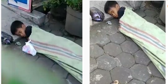 Bocah Ini Tidur Berselimut Karung di Pinggir Jalan, Nama Ridwan Kamil Ikut Terseret