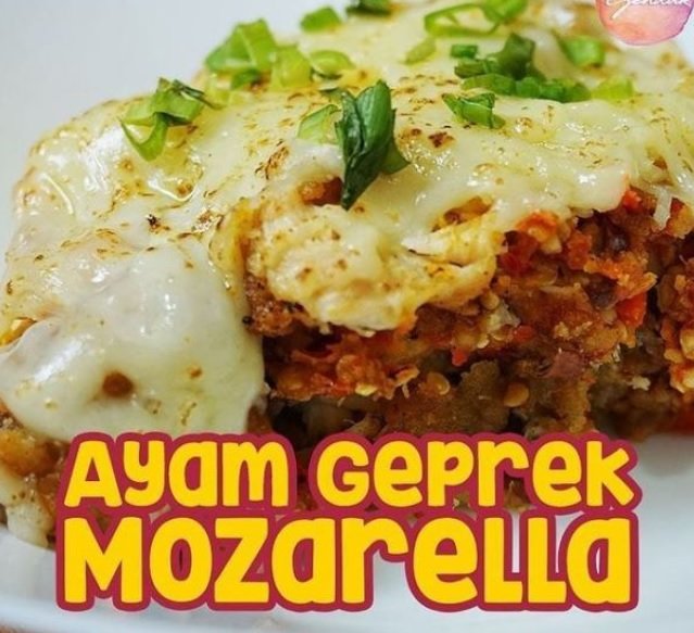 resep ayam geprek keju mozarella yang kekinian lezat dan mudah dibuat