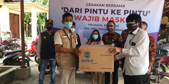 KSP Giatkan Gerakan Sebar Masker dan Edukasi 5 M ke Warga Bekasi