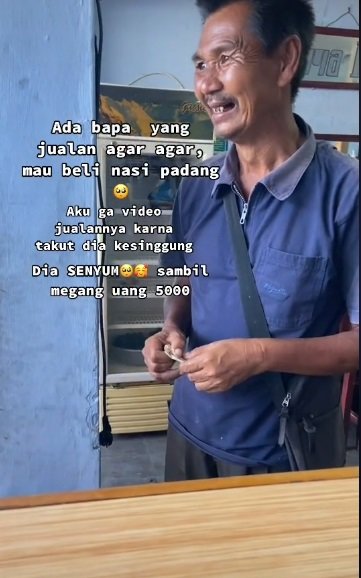 viral pria pedagang agar agar yang beli nasi padang dengan uang rp5 ribu