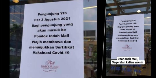 Pengelola Benarkan Karyawan & Pengunjung PIM Wajib Tunjukkan Surat Vaksin Covid-19