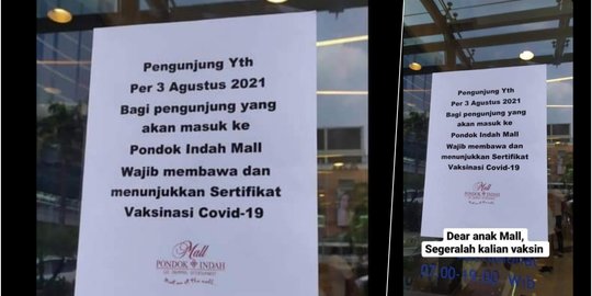 Pengelola PIM Ralat Pernyataan, Surat Vaksinasi Hanya Wajib Ditunjukkan Pegawai Toko