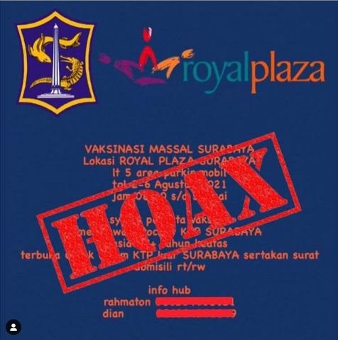 hoaks vaksin covid 19 di royal plaza surabaya