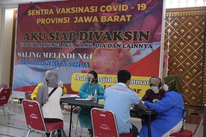 pak uu tinjau sentra vaksinasi dan vaksinasi massal di bandung