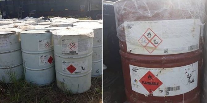 drum kosong di batang keluarkan bau menyengat