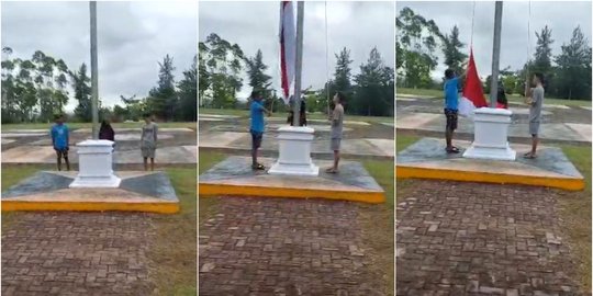 Viral Video Remaja Bercelana Pendek Turunkan Bendera di Kantor Bupati Kuansing