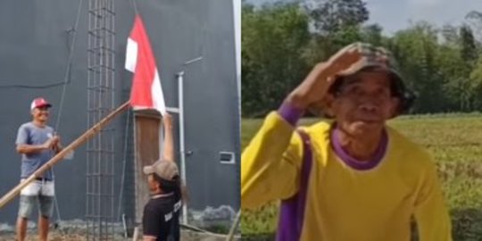 Berjiwa Patriotisme, 'Pasukan' Kuli Bangunan Kibarkan Bendera Merah Putih di HUT RI