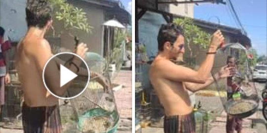 Viral Seorang Bule di Bali Rutin Beli Burung untuk Dilepaskan