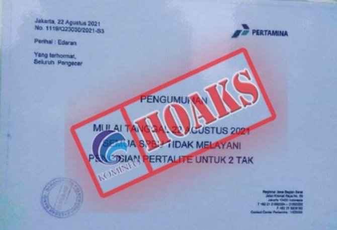 hoaks surat dari pertamina