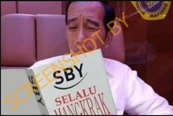 hoaks foto jokowi baca buku berjudul quotsby selalu mangkrakquot