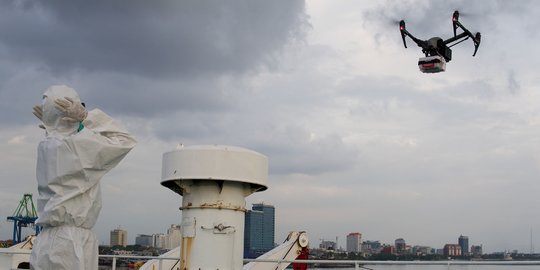Potret Drone Pengantar Obat untuk Pasien Covid-19 di Makassar