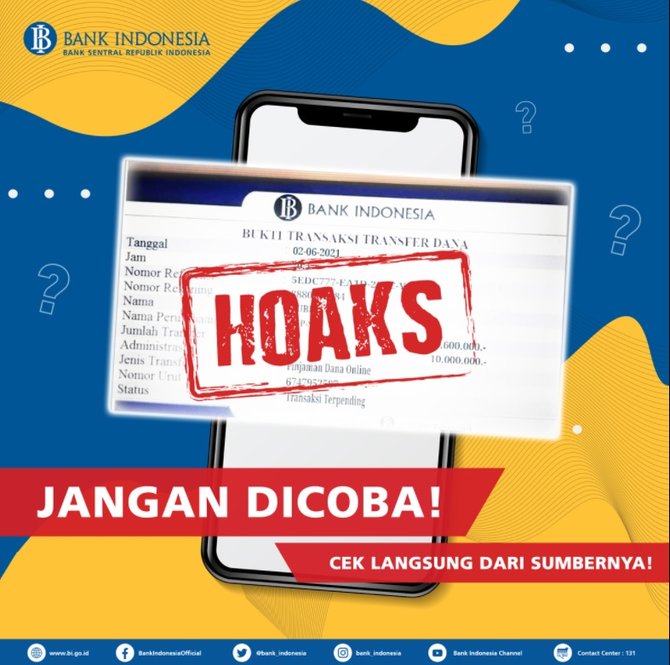 hoaks bank indonesia terima pinjaman dana