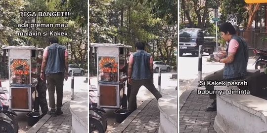 Kakek Penjual Bubur Pasrah Dagangan Diminta Pria Kekar, Ketakutan Endingnya jadi Haru