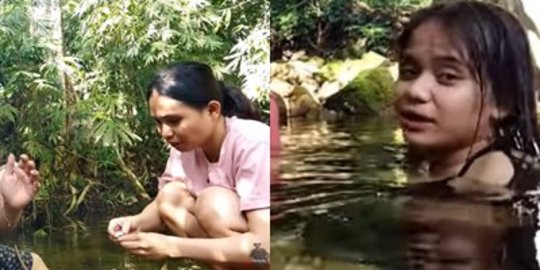 Gadis Dayak Cantik saat Bermain di Hutan Sambil Bakar Singkong dan Mandi di Sungai