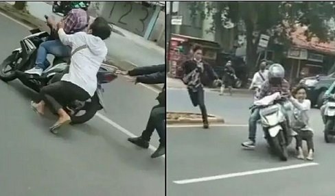 viral video driver ojol pertahankan motor dari debt collector