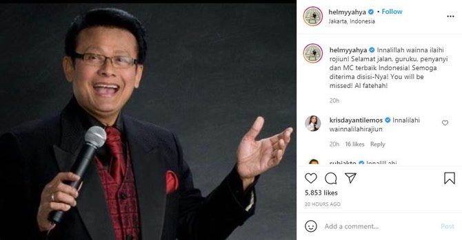 koes hendratmo meninggal dunia begini ungkapan haru helmy yahya