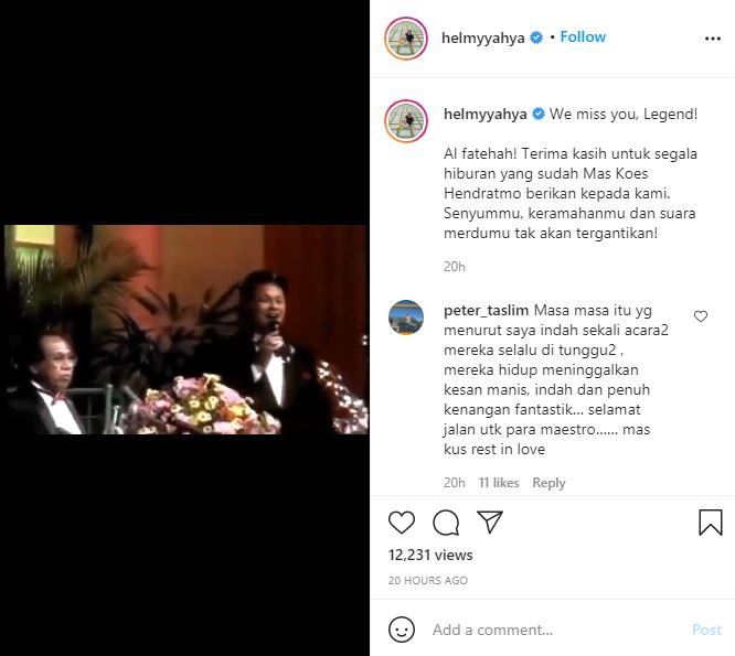 koes hendratmo meninggal dunia begini ungkapan haru helmy yahya