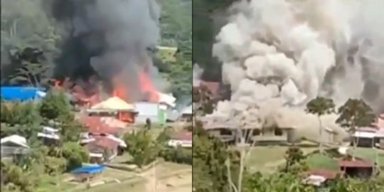 Menegangkan, Ini Video TNI-Polri Baku Tembak dengan KKB di Papua,Perkampungan Dibakar