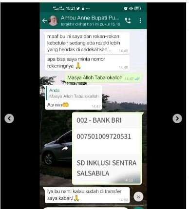 hoaks bupati purwakarta anne ratna mustika memberi sumbangan melalui wa