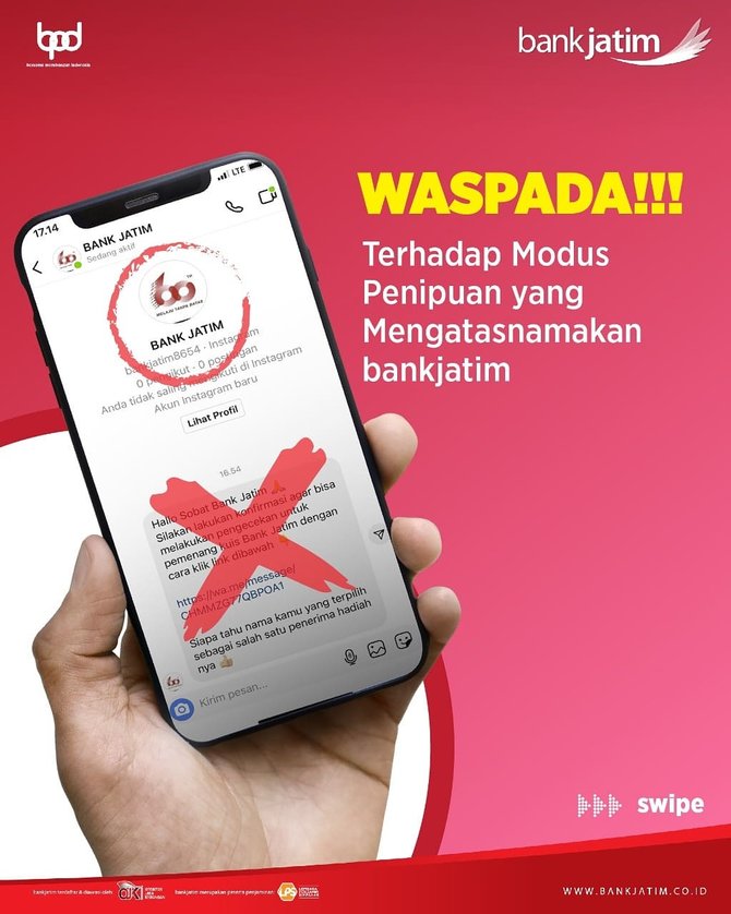 waspada penipuan mengatasnamakan bank jatim