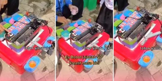 Keren Banget, Pedagang Jajanan SD Bikin Es Pakai Robot, Mesinnya Dibuat dari Printer