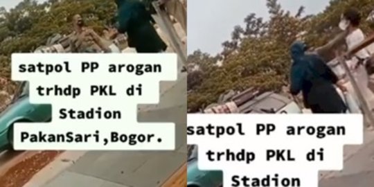 Aksi Arogan Anggota Satpol PP Mencekik Seorang Pria saat Menertibkan PKL