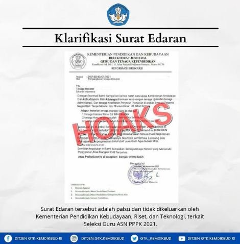 hoaks surat pengangkatan asn ditjen guru amp tenaga kependidikan tanpa tes