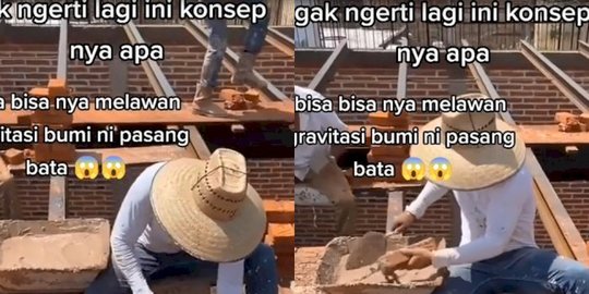 Video Pekerja Bangunan Bikin Tembok Lawan Gravitasi, Netizen Beri Apresiasi