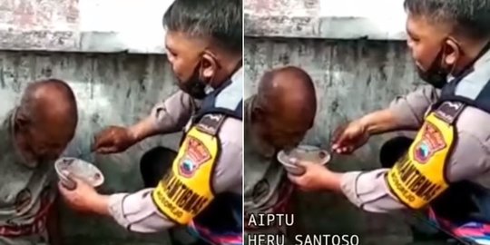 Pria Tergeletak di Jalan Dikira Meninggal, Ternyata Kelaparan Langsung Disuapi Polisi