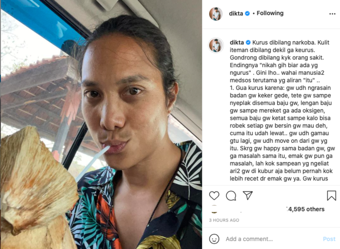 dituding kurus karena narkoba pradikta wicaksono beri respons menohok
