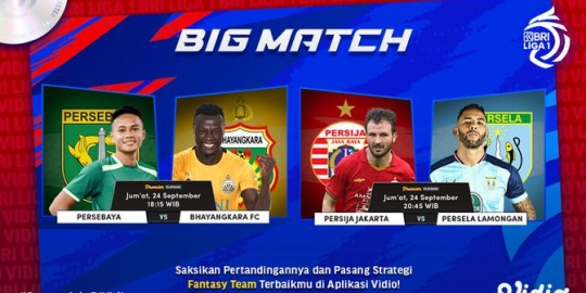 Sedang Berlangsung BRI Liga 1, Big Match Persija Vs Persela, Jumat 24 September 2021 di Vidio