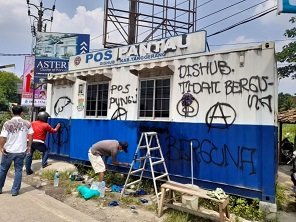 vandalisme di pos pantau dishub kabupaten tangerang