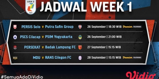 Link Live Streaming Liga 2 2021 Minggu, 26 September 2021: PSCS Cilacap Vs PSIM Yogyakarta