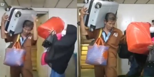 Demi Dapatkan Upah Rp50 ribu, Bapak Ini Rela Bekerja Kuli Panggul Bawa Barang Berat