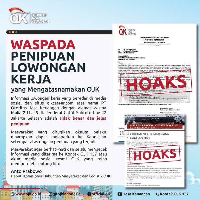 hoaks ojk buka lowongan kerja