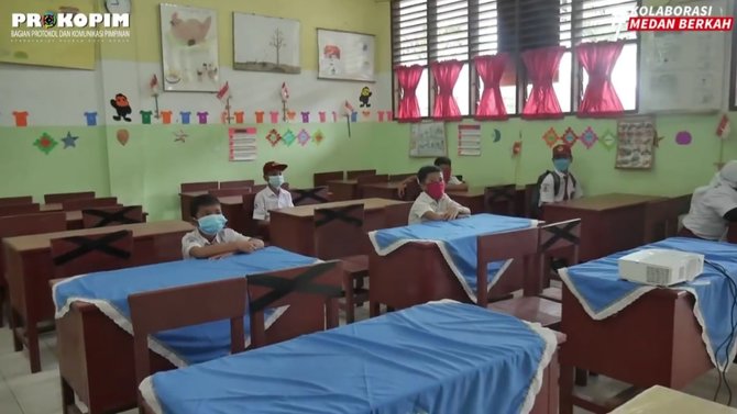 pemkot medan gelar simulasi sekolah tatap muka begini potretnya