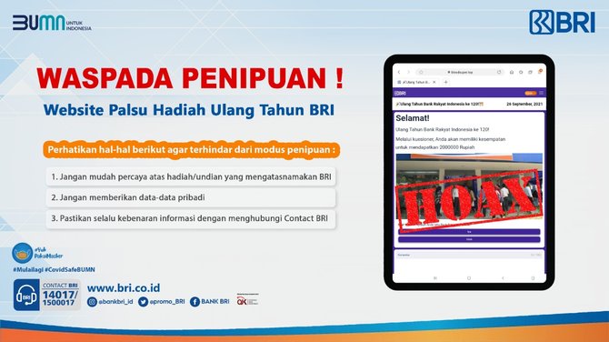 hoaks hadiah ulang tahun senilai rp2 juta dari bri