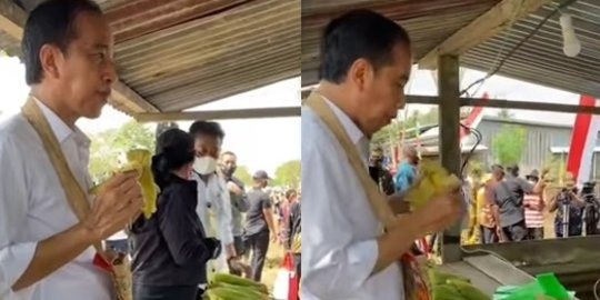 Belum Makan, Jokowi Lahap Santap Jagung Rebus Pinggir Jalan