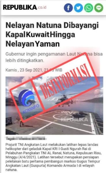 hoaks judul artikel nelayan natuna dibayangi kapal kuwait