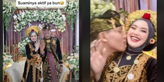 Pengantin Pria Ini 'Aktif' Abis, Masih di Pelaminan Nyosor Istri, Aksinya Dikomentari