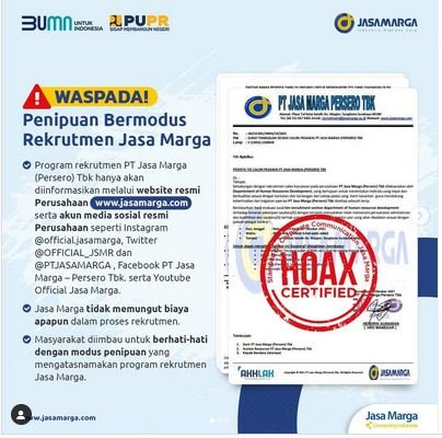 hoaks surat panggilan kerja dari pt jasa marga