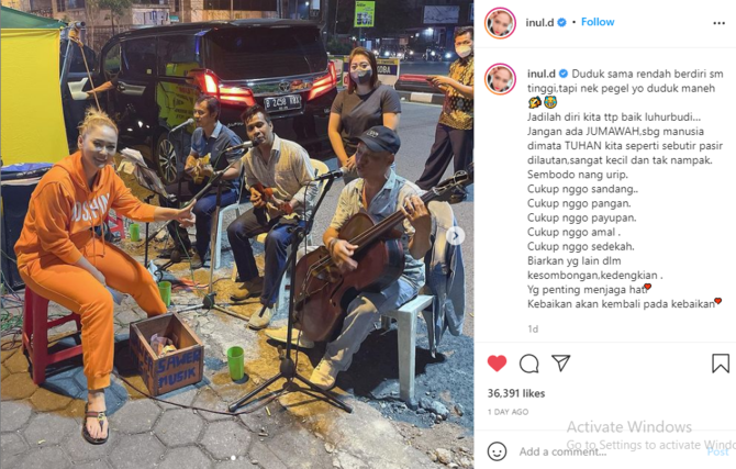 unggah foto bareng musisi jalanan inul daratista beri pesan bijak ini