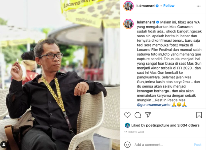 aktor gunawan maryanto meninggal dunia lukman sardi ungkap janji ini