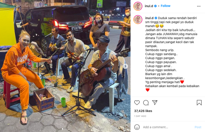 unggah potret bareng musisi jalanan inul daratista tulis pesan menyentuh