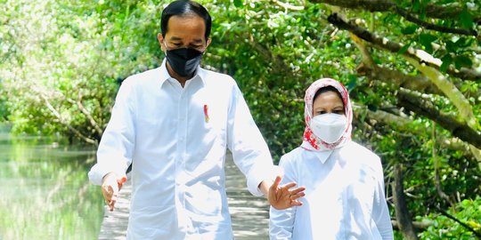 Momen Jokowi dan Iriana Menyusuri Hutan Mangrove di Taman Raya Ngurah Rai Bali