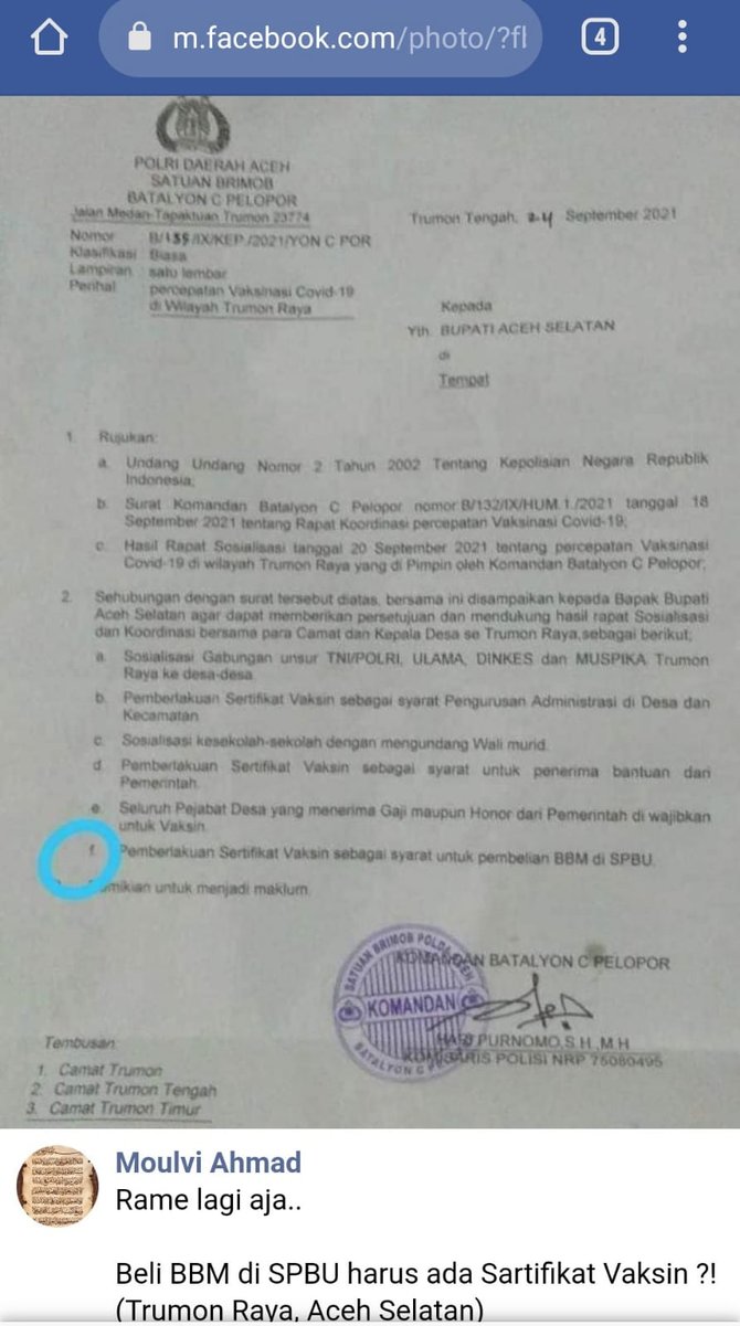 hoaks syarat sertifikat vaksin untuk isi bbm di spbu di aceh