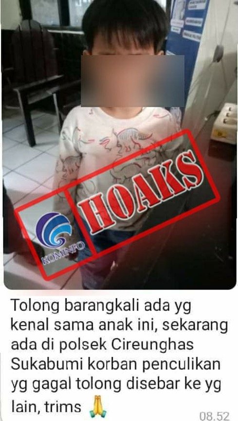 hoaks foto anak korban penculikan