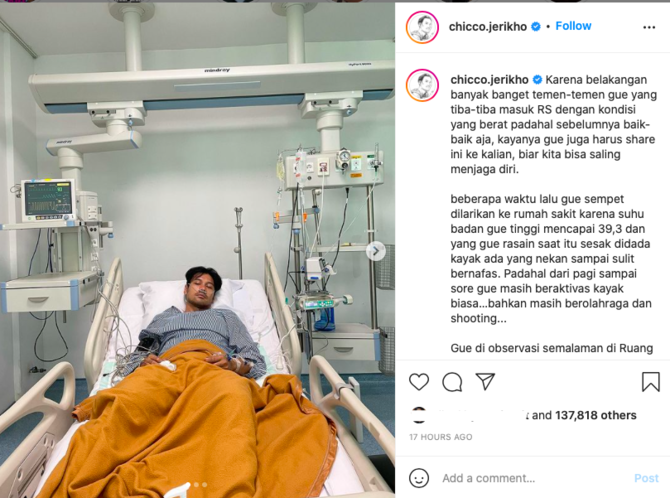 sempat kritis hingga dirawat 3 dokter spesialis begini kronologi sakit chicco jerikh