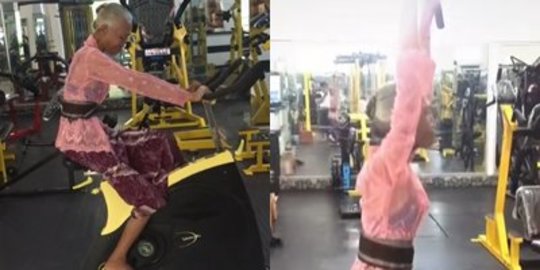 Viral Nenek Berkebaya Sedang Gym, Aksi Kuatnya Seolah Tanpa Beban Curi Perhatian